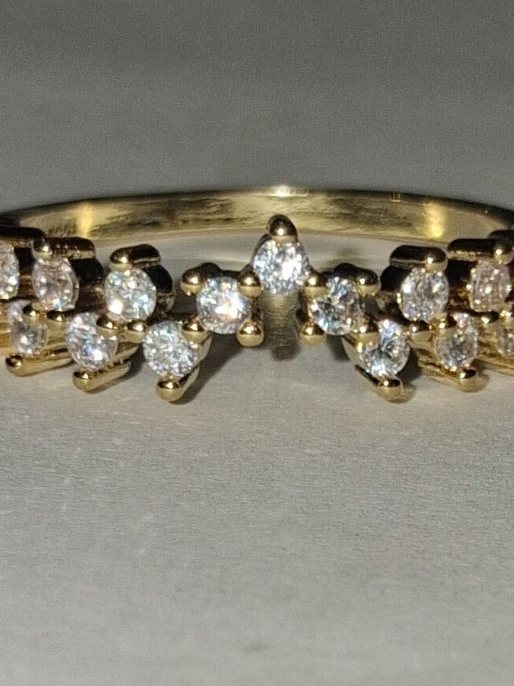 18K Gold Sterling Silver Crystal Cluster Band Ring